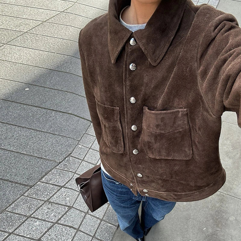 Fall Outfit Inspiration Green Short Jacket With Zipper And Lapel Style
