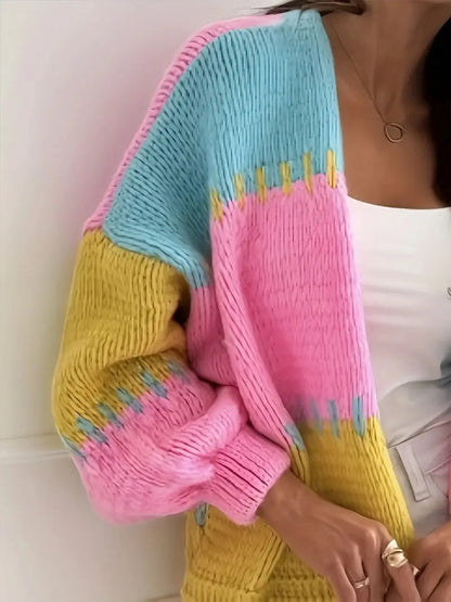 2025 Fall Outfit Inspiration Loose Knit Cardigan With Lantern Sleeve Streetwear Style