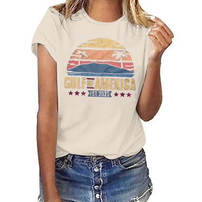 Women's Letter Print Gulf of America T Shirt