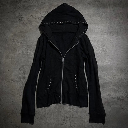 Y2K Streetwear Fall Outfit Oversized Goth Zipper Sweatshirt For Women