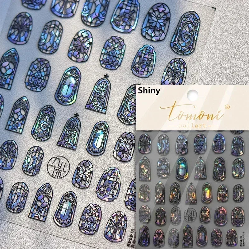 5D Stained Glass Nail Stickers For Fall Nails Inspiration And Glitter Nail Art Styling
