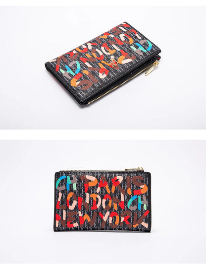 Retro Cartoon Print Long Wallet With Classic Style and Fashionably Simple Large Capacity Design