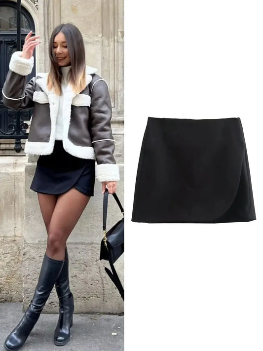 High Waist Mini Wrap Skirt for Women