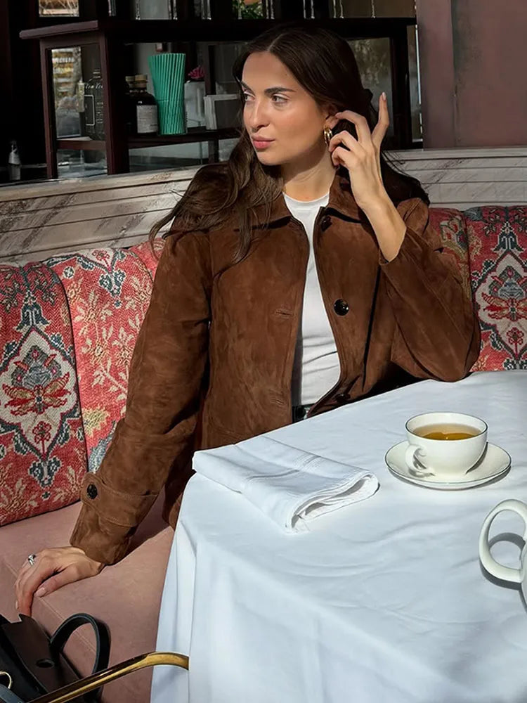 Trendy Fall Coat Outfit Inspiration With Long Sleeve Suede Jacket For Outfits Fashion