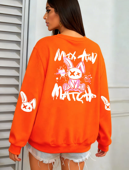 Women Rabbit Printed Warm Sweatshirt