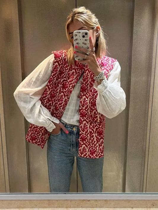Embroidery Elegance Vintage Patch Vest