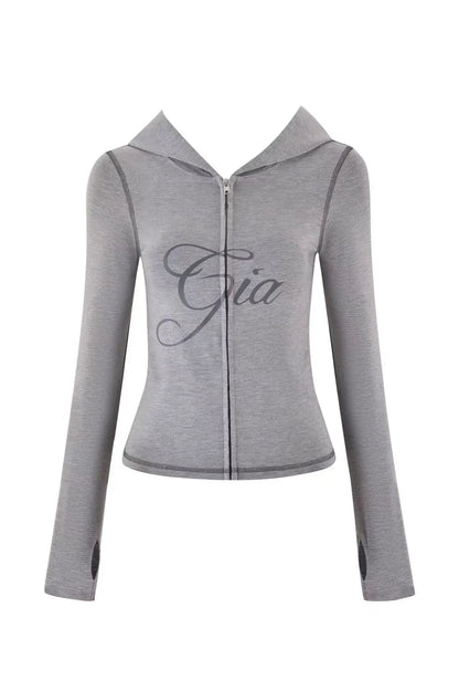 Outfit Trend Floral Print Zip Hoodie Jacket and Pants Coord Set for Women