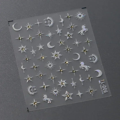 Luxury Korean Nail Decals With Silver And Gold Accents For Autumn Nails Fashion