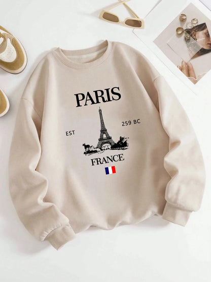 Fall Outfit Sweatshirt For Women With Paris Eiffel Tower Graphic Design