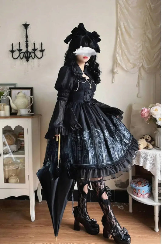 Gothic Style Long Dress For Evening Outfits Featuring Shawl And Victorian Details