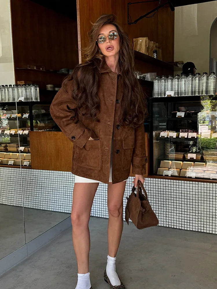 Trendy Fall Coat Outfit Inspiration With Long Sleeve Suede Jacket For Outfits Fashion