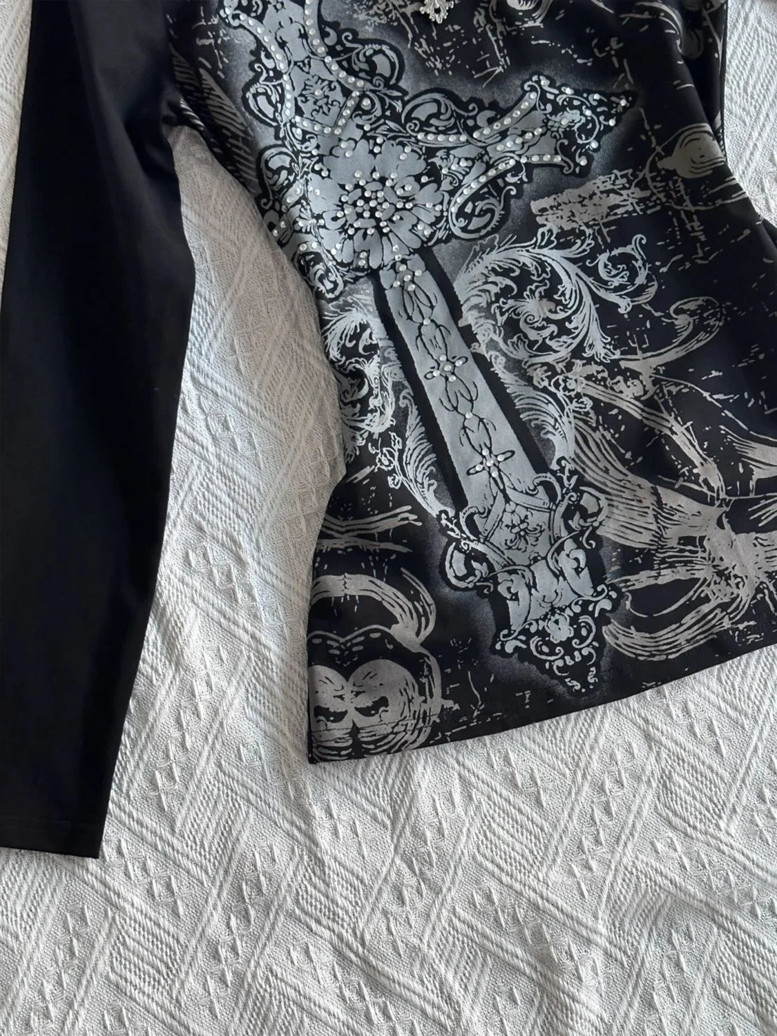Y2k Sweatshirt Outfit Inspiration With Full Print Punk Style Long Sleeve Top For Women