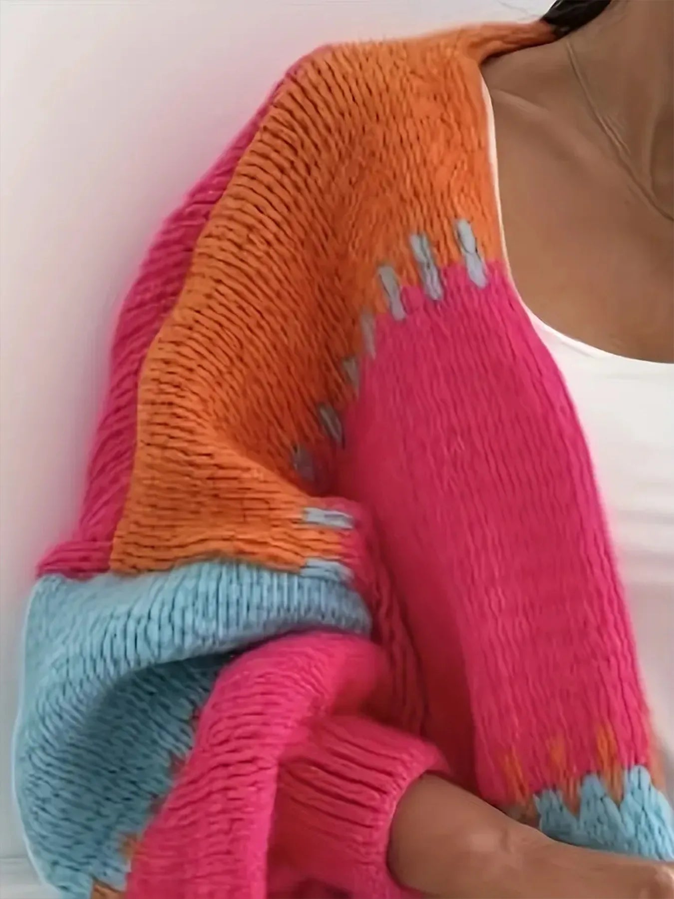 2025 Fall Outfit Inspiration Loose Knit Cardigan With Lantern Sleeve Streetwear Style