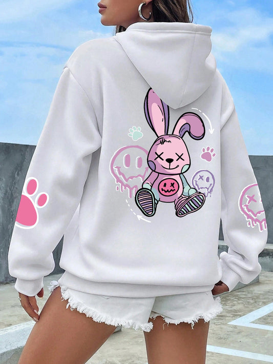 Oversized Hip Hop Graphic Hoodie for Women Streetwear Aesthetic Loose Fit Fleece Sweatshirt Fall Winter Casual Pullover