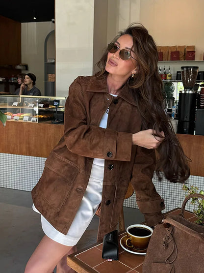 Trendy Fall Coat Outfit Inspiration With Long Sleeve Suede Jacket For Outfits Fashion