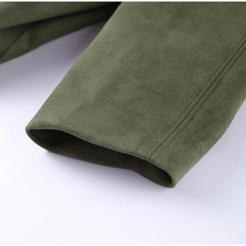 Fall Outfit Inspiration Green Short Jacket With Zipper And Lapel Style