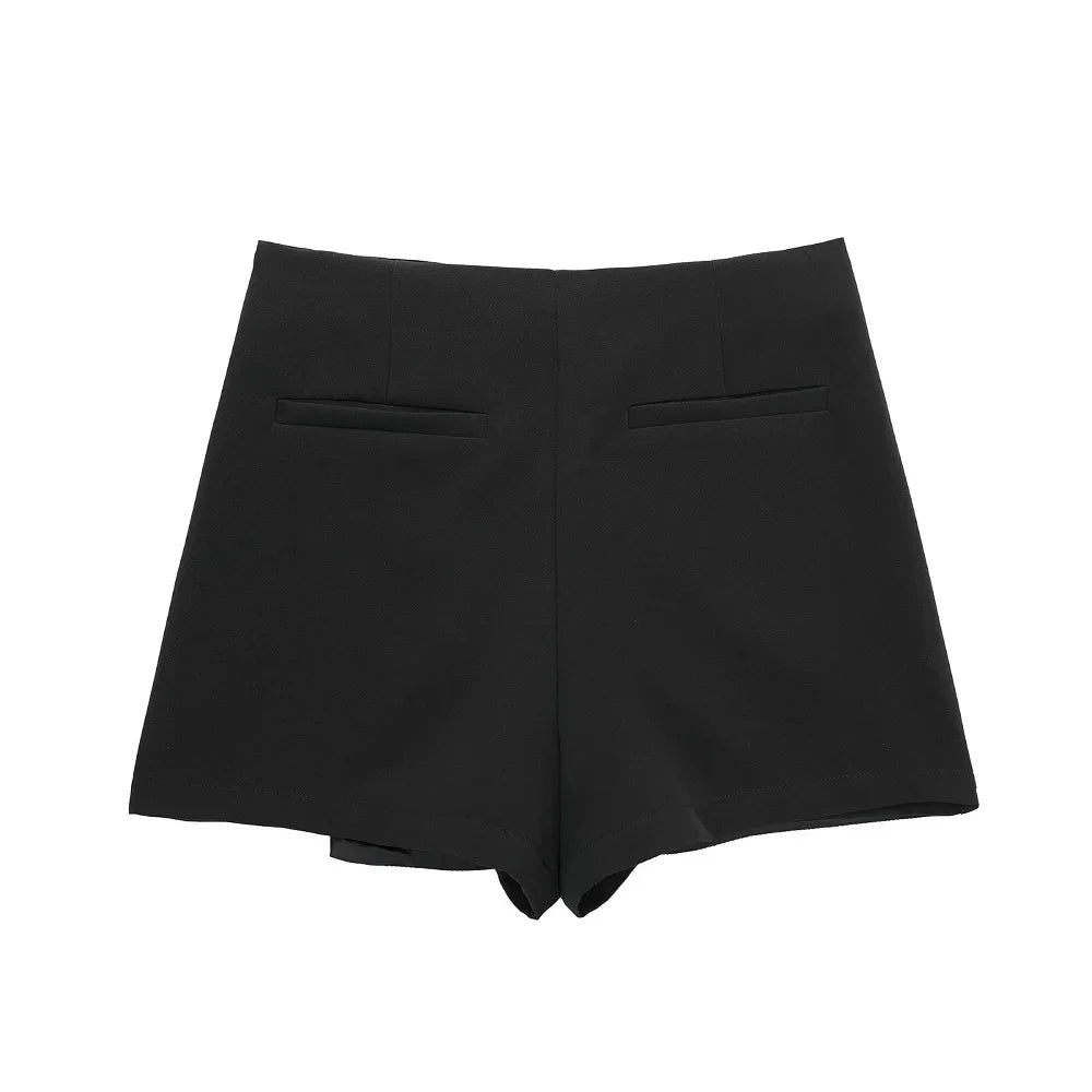 Asymmetric High Waist Mini Skirt in Black and Pink