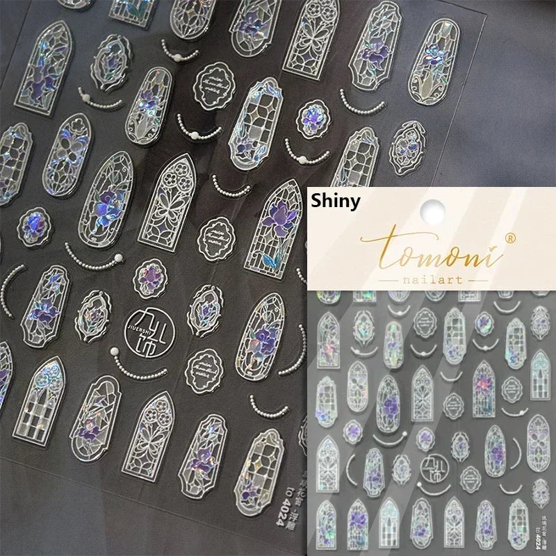 5D Stained Glass Nail Stickers For Fall Nails Inspiration And Glitter Nail Art Styling