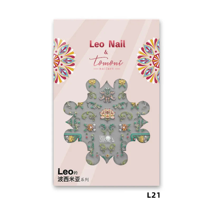 Autumn Nail Art Stickers With White Flowers And Gradient Shine For Fall Nail Ideas