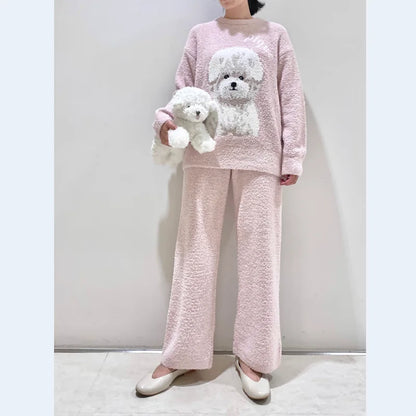 Round Neck Thick Pajama Set for Winter