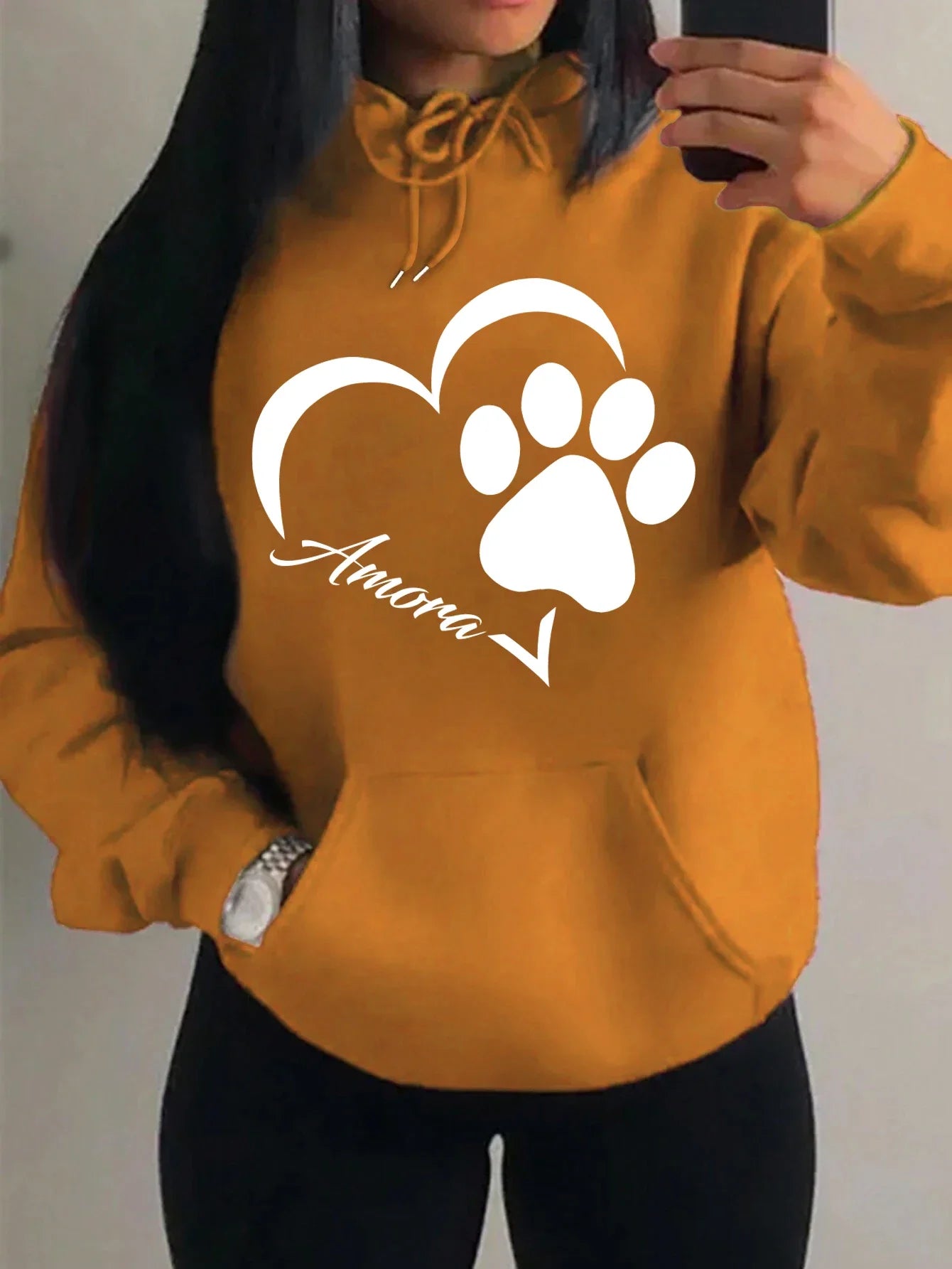 Morning Mood Cozy Cat Print Oversized Hoodie For Women Copy