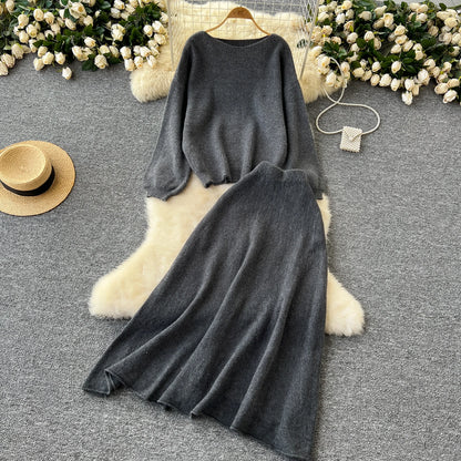 Fall Outfit Aesthetic Knit Sweater And Skirt Coord Set