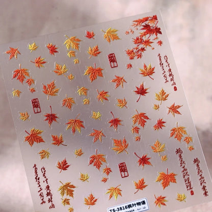 Fall Nails Design With Maple Leaf Decals Nail Art Ideas For Manicure