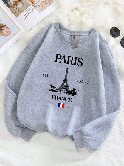 Fall Outfit Sweatshirt For Women With Paris Eiffel Tower Graphic Design