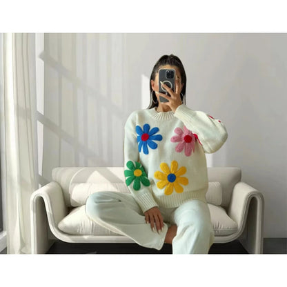 Floral Elegance Knit Sweater