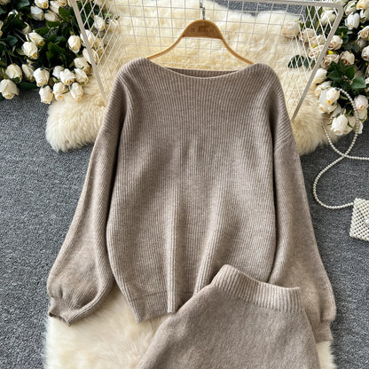 Fall Outfit Aesthetic Knit Sweater And Skirt Coord Set