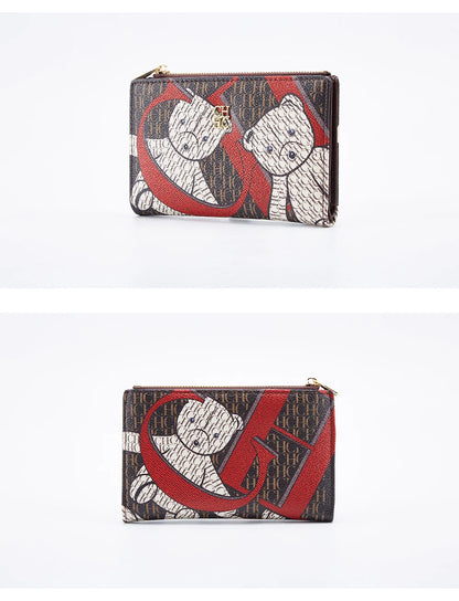 Retro Cartoon Print Long Wallet With Classic Style and Fashionably Simple Large Capacity Design