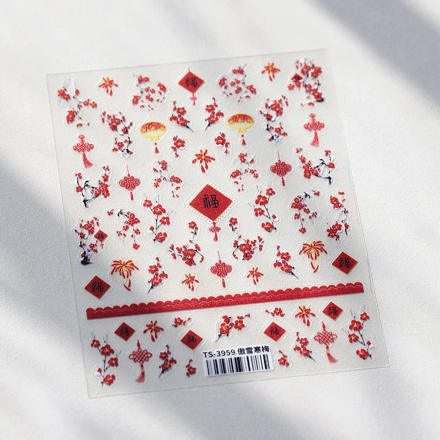 Autumn Nail Art Stickers With White Flowers And Gradient Shine For Fall Nail Ideas
