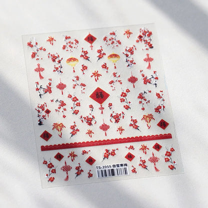 Autumn Nail Art Stickers With White Flowers And Gradient Shine For Fall Nail Ideas