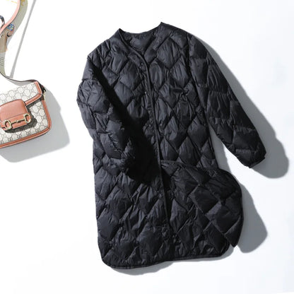 Lightweight Puffer Coat With Argyle Stitching For Autumn Outfits Warm Style