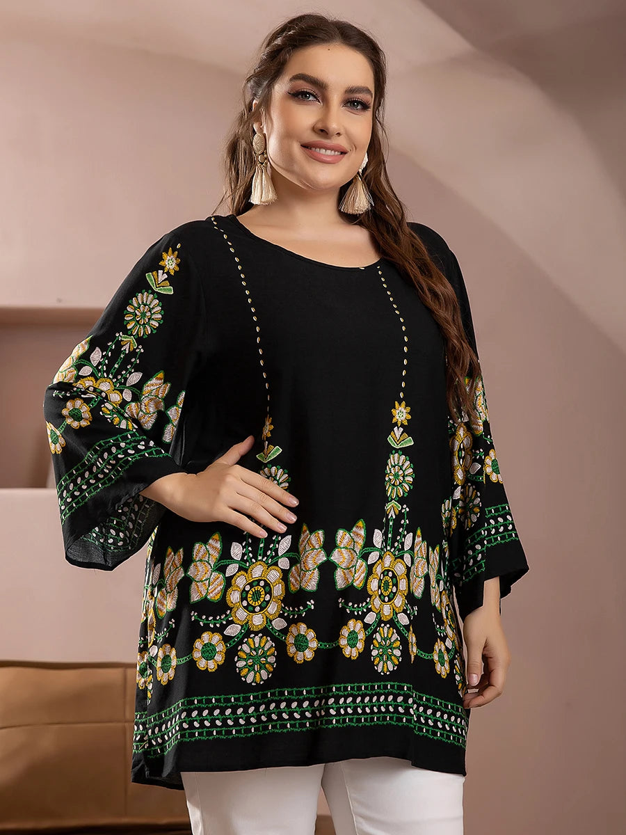 5XL Plus Size Blossom Comfort Casual Shirts