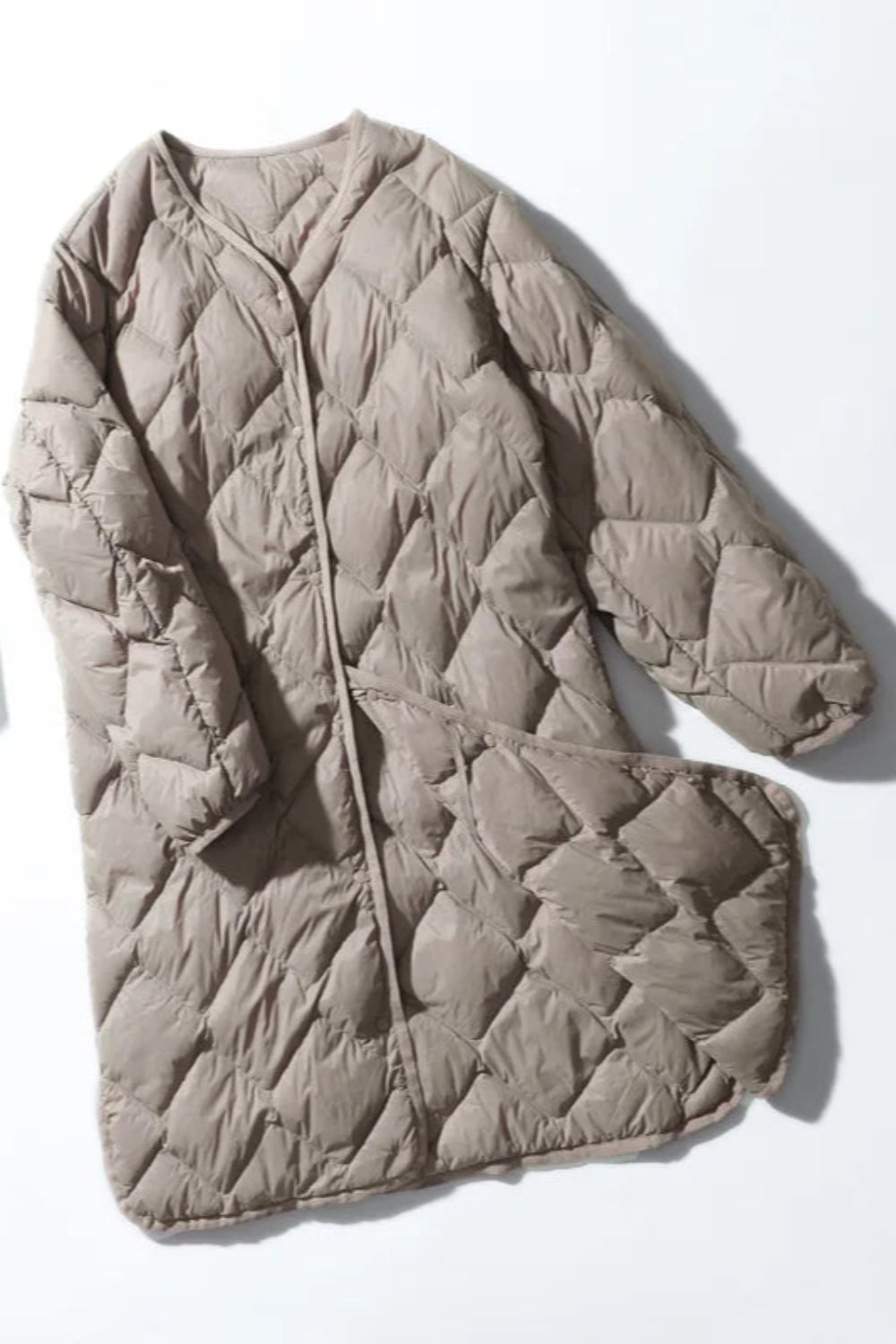 Lightweight Puffer Coat With Argyle Stitching For Autumn Outfits Warm Style
