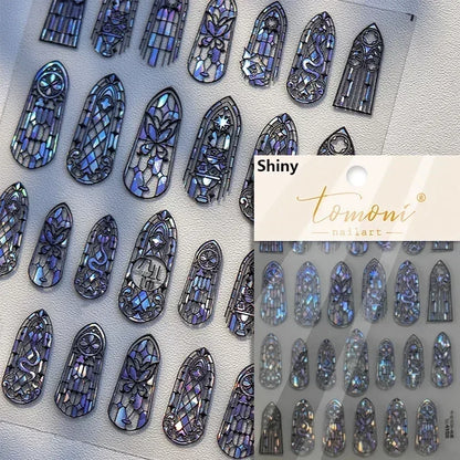 5D Stained Glass Nail Stickers For Fall Nails Inspiration And Glitter Nail Art Styling