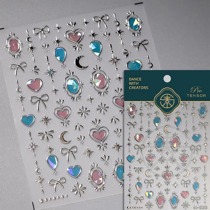 Luxury Korean Nail Decals With Silver And Gold Accents For Autumn Nails Fashion