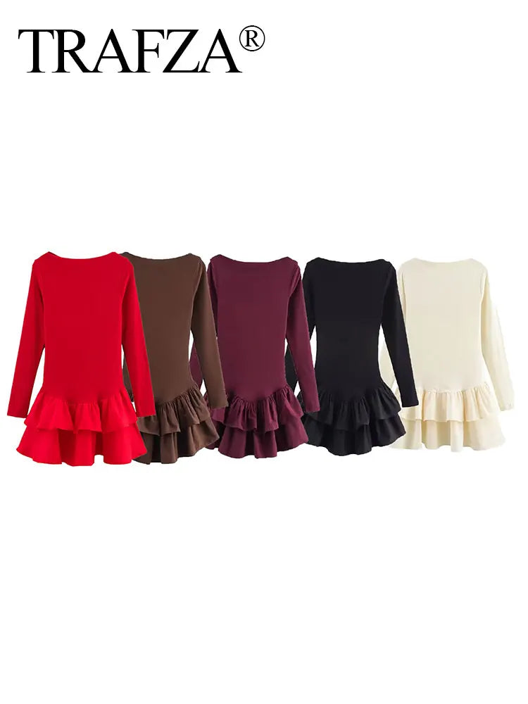 Mini Dress With Boat Neck And Elegant Fit For Spring Fashion Outfits