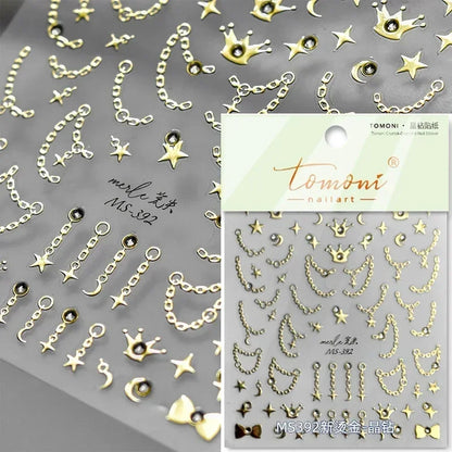 Luxury Korean Nail Decals With Silver And Gold Accents For Autumn Nails Fashion