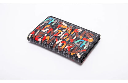 Retro Cartoon Print Long Wallet With Classic Style and Fashionably Simple Large Capacity Design