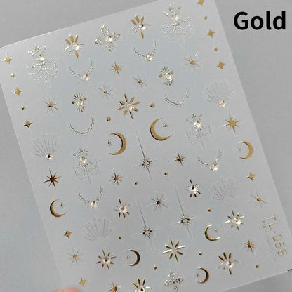Luxury Korean Nail Decals With Silver And Gold Accents For Autumn Nails Fashion