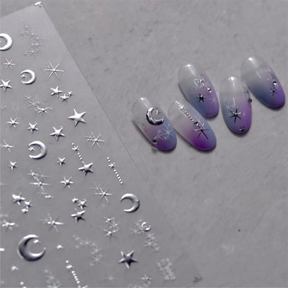 Luxury Korean Nail Decals With Silver And Gold Accents For Autumn Nails Fashion