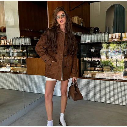 Trendy Fall Coat Outfit Inspiration With Long Sleeve Suede Jacket For Outfits Fashion