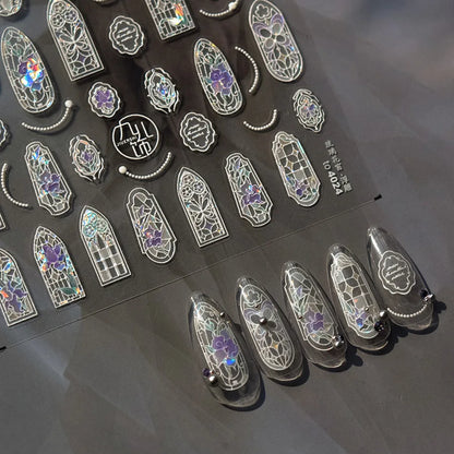 5D Stained Glass Nail Stickers For Fall Nails Inspiration And Glitter Nail Art Styling