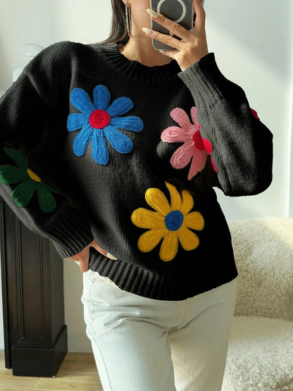 Floral Elegance Knit Sweater