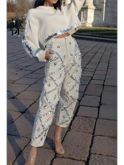 Sparkle Street Straight Leg Denim with Pocket Glam