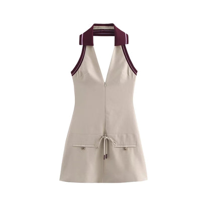 Rococo Corset Mini Dress – Front Zipper, Halter Neck, Backless Sexy Fashion Dress for Women