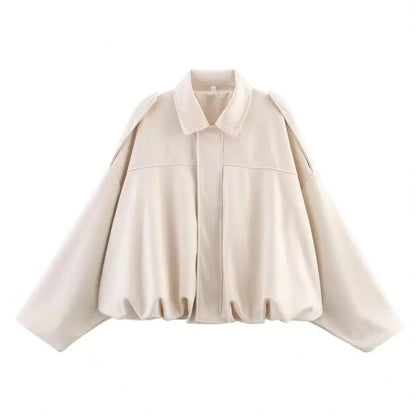 Loose Fit Suede Bomber Jacket Outfit Casual Fall Trend For Women With Lapel Zipper