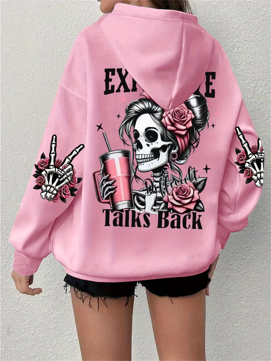 Oversized Vintage Graphic Hoodie for Women Funny Quote Sweatshirt Aesthetic Harajuku Streetwear Fall Winter Cozy Fleece Pullover